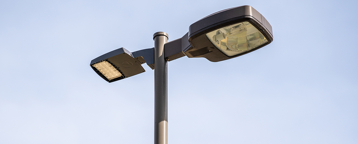 Light pole against blue sky