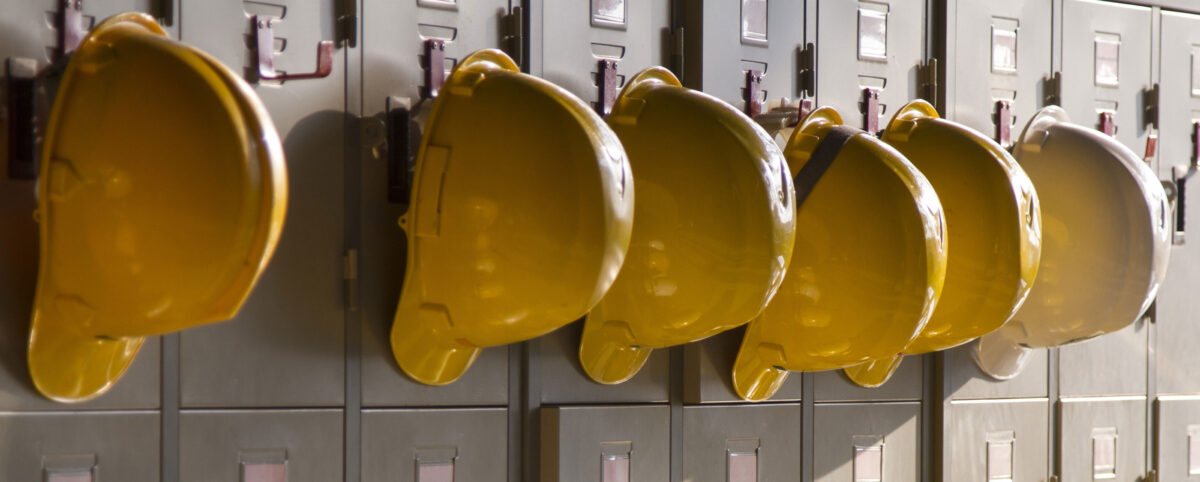 Yellow Safety Helmets on Lockers