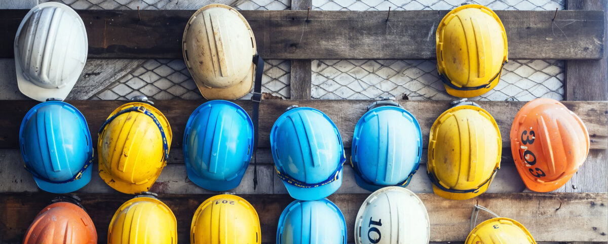 Safety Helmets On Wall