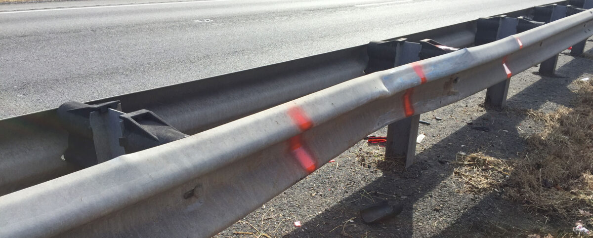 Damaged Highway Guardrail