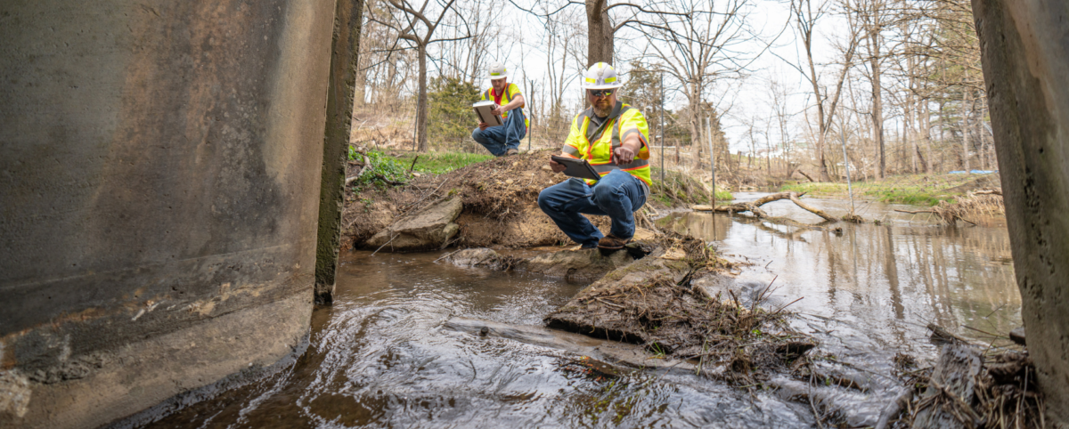 working on a clogged culvert